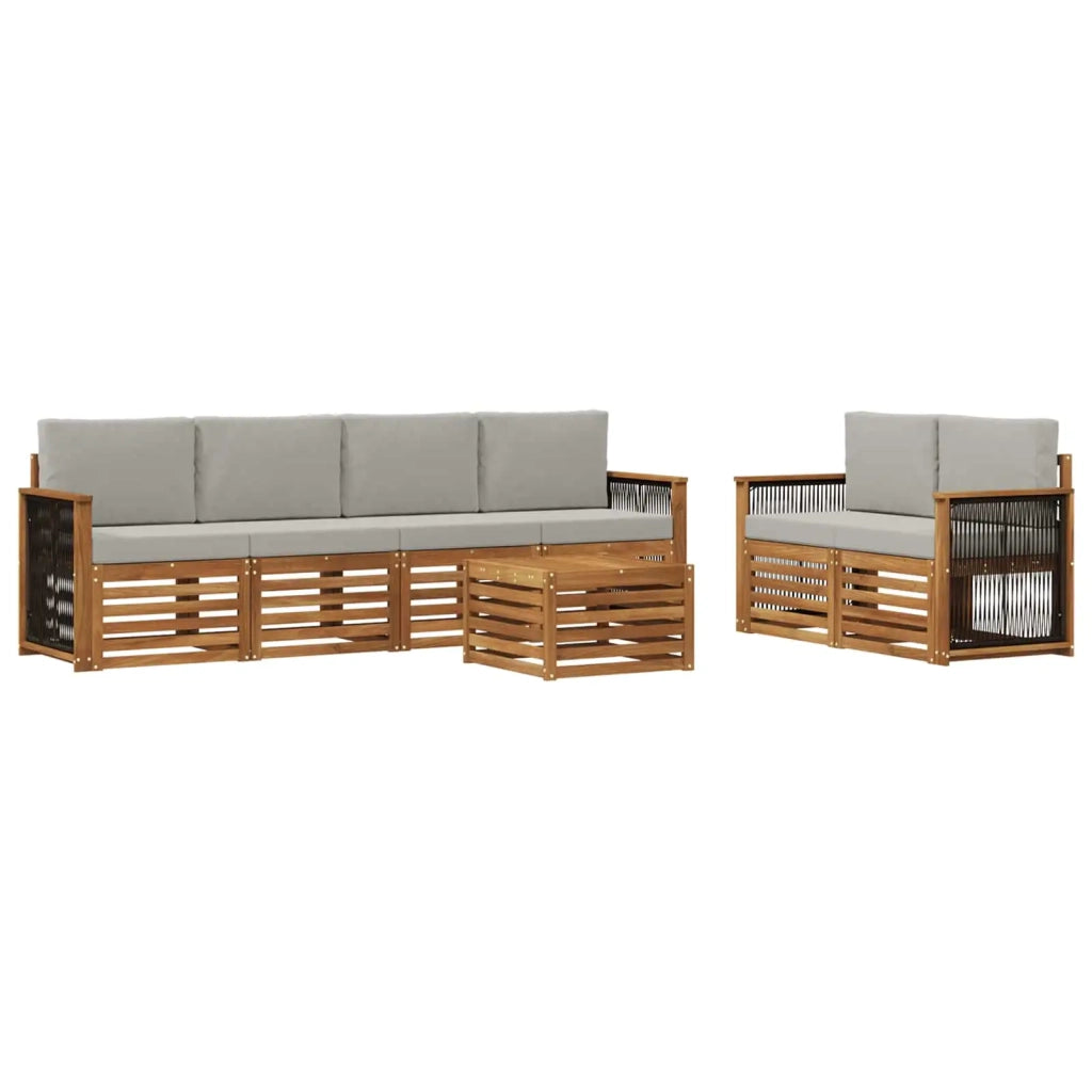 Set di divani da esterno 7 pz Naturale e Grigio Chiaro 3384052