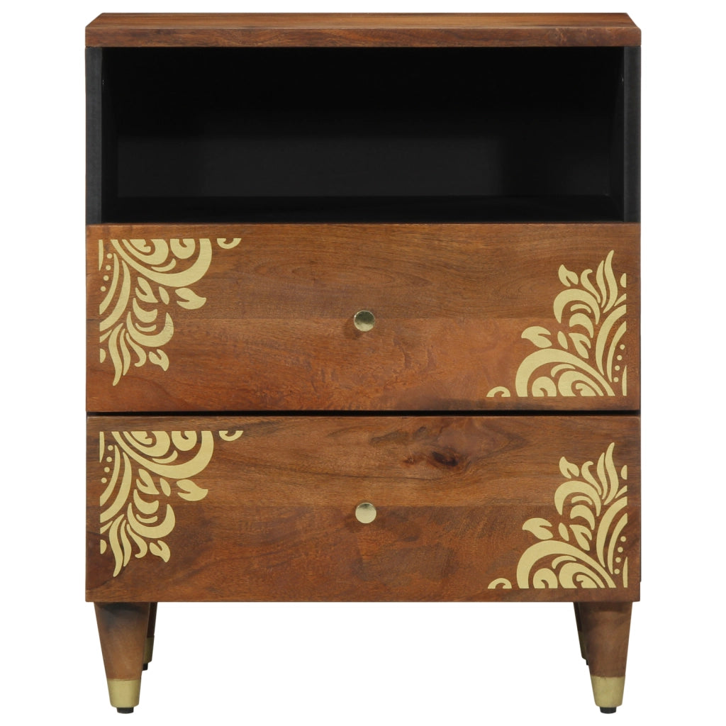 Comodino 50x33x60 cm in Legno Massello di Mango