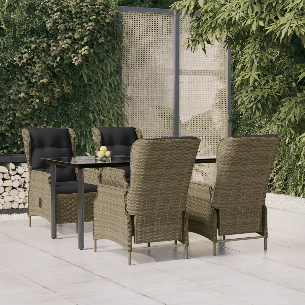Set da Pranzo da Giardino 5 pz Marrone in Polyrattan 3156798
