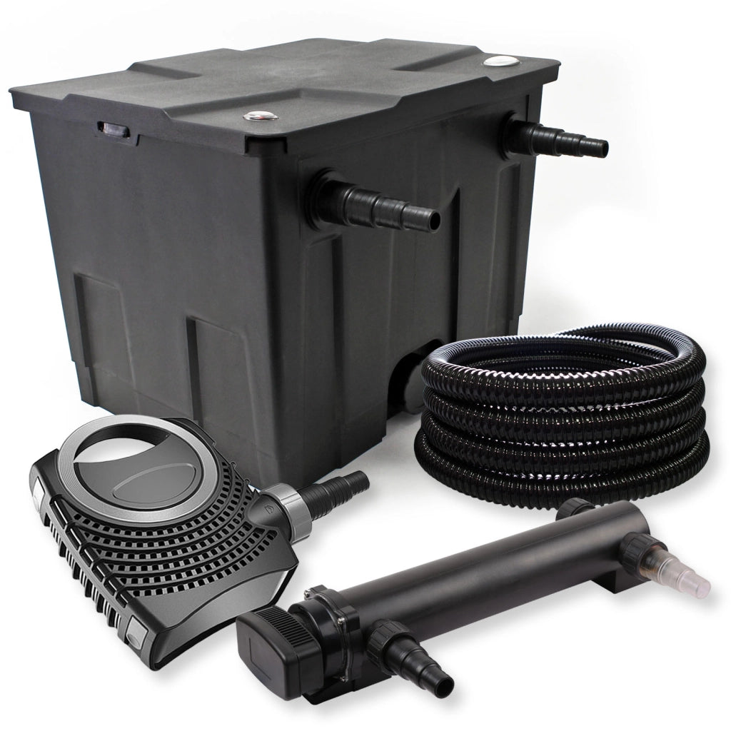 Set Filtro a 1 camera laghetto 12000l Chiarificatore UVC 24W Pompa NEO7000 50W Skimmer Tubo