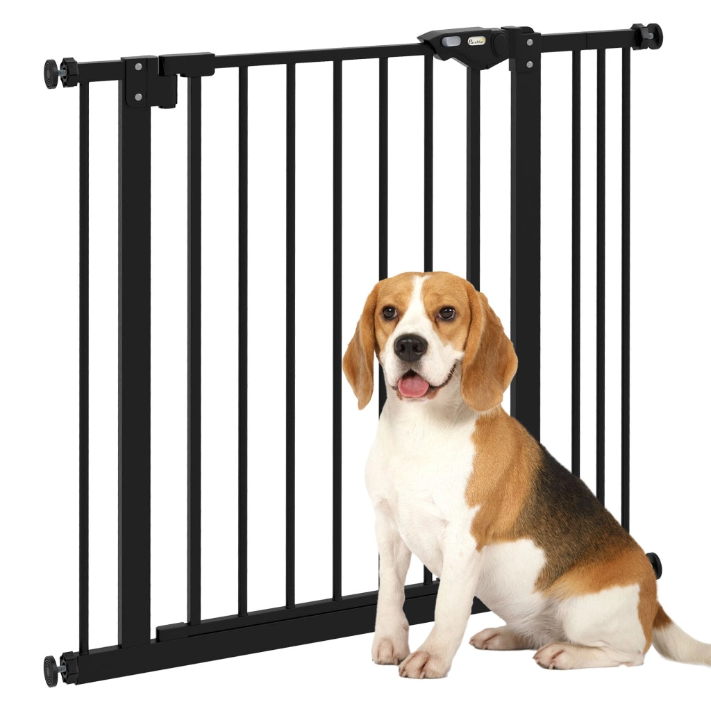 Cancelletto per Cani a 2 Estensioni con Larghezza Regolabile fino 100 cm e Chiusura Automatica Nero