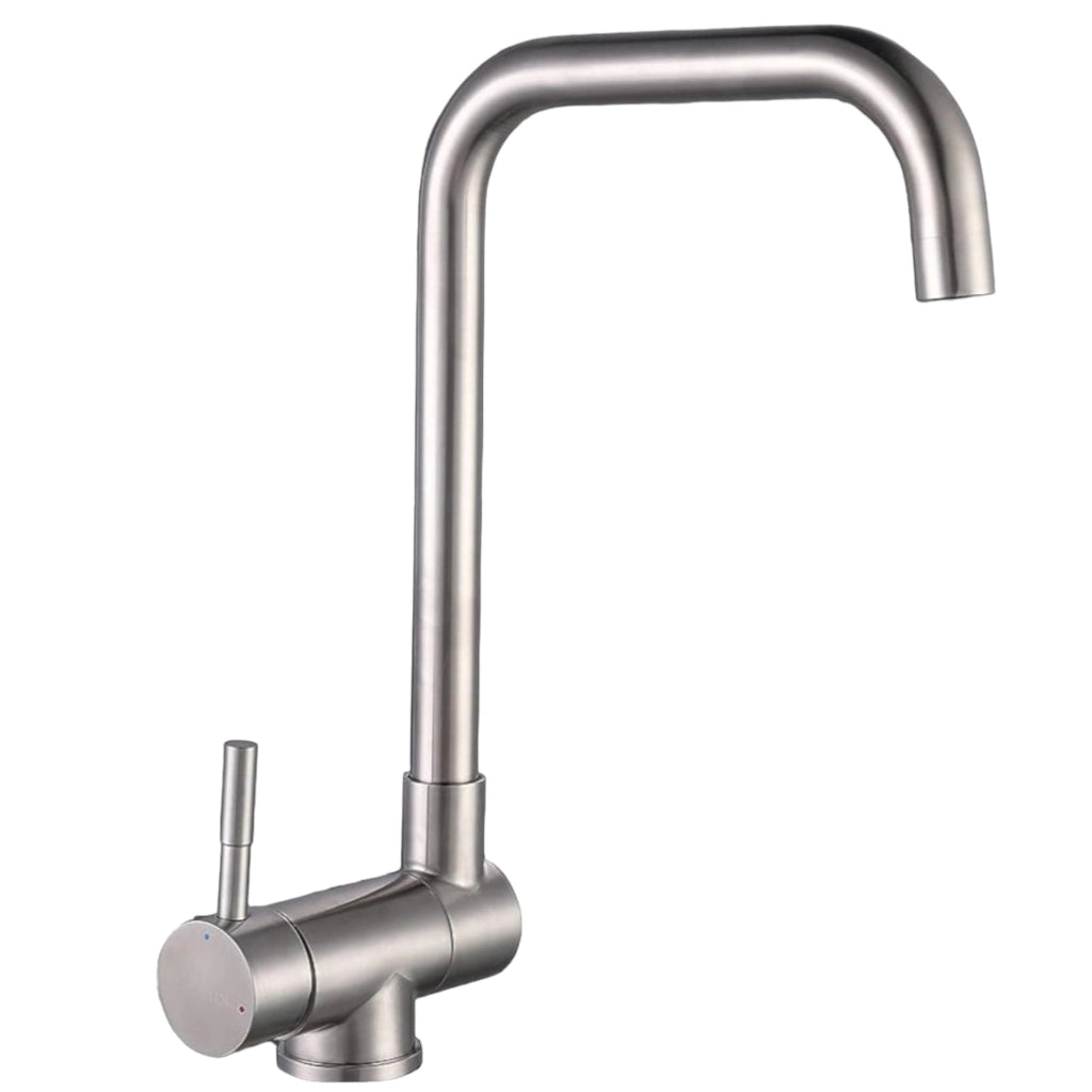 Rubinetto miscelatore per cucina abbattibile sottofinestra acciaio inox satinato/opaco