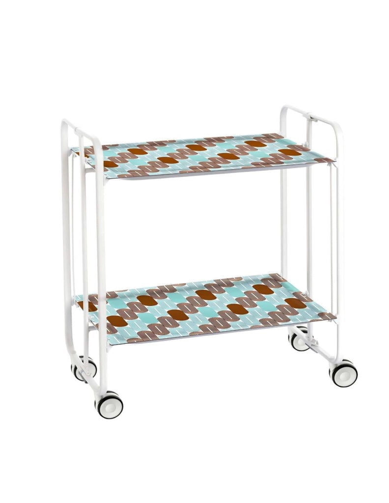 Carrello da cucina pieghevole bianco con ruote BAUHAUS 2 ripiani