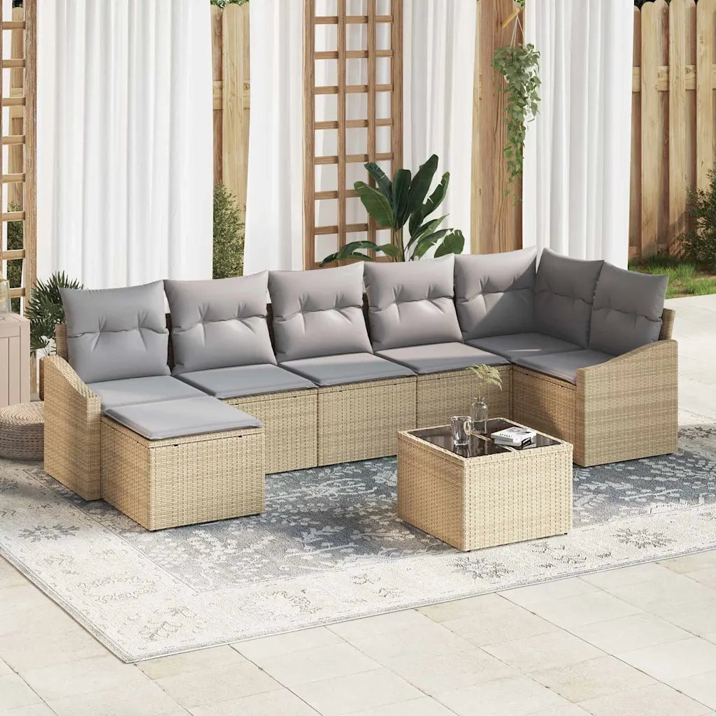 Set di divani con cuscino 8 pcs Beige polyrattan 3346820