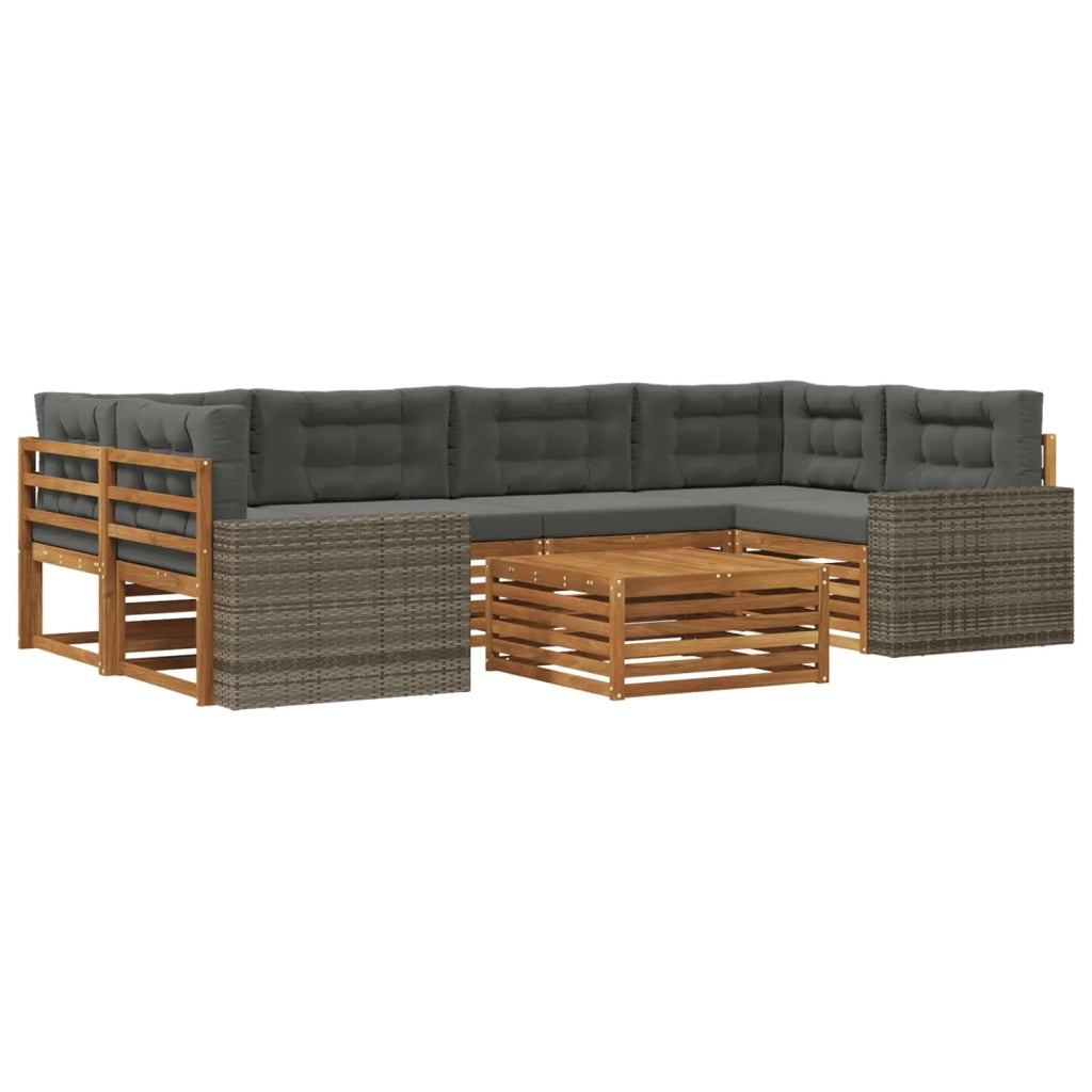 Set di divani da esterno 7 pcs Naturale e Antracite Poliestere 3383100