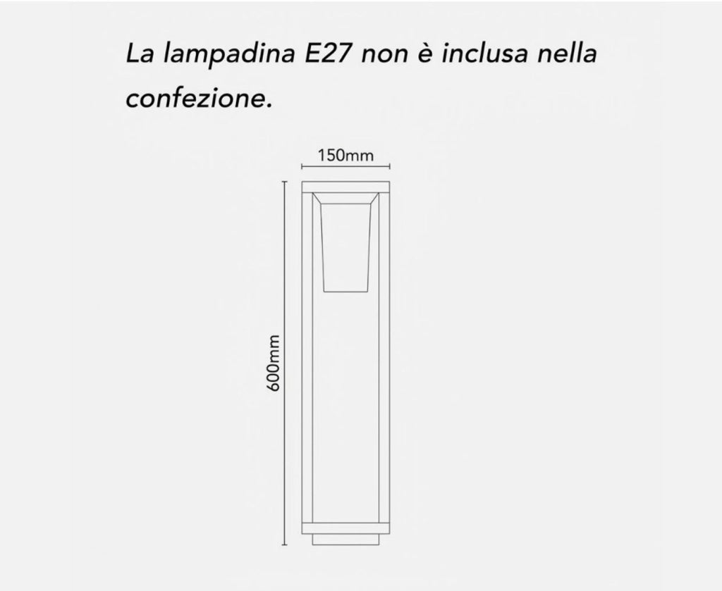 Lampioncino moderno palo luminoso da giardino diffusore con attacco per lampadine led E27 altezza 60 CM nero