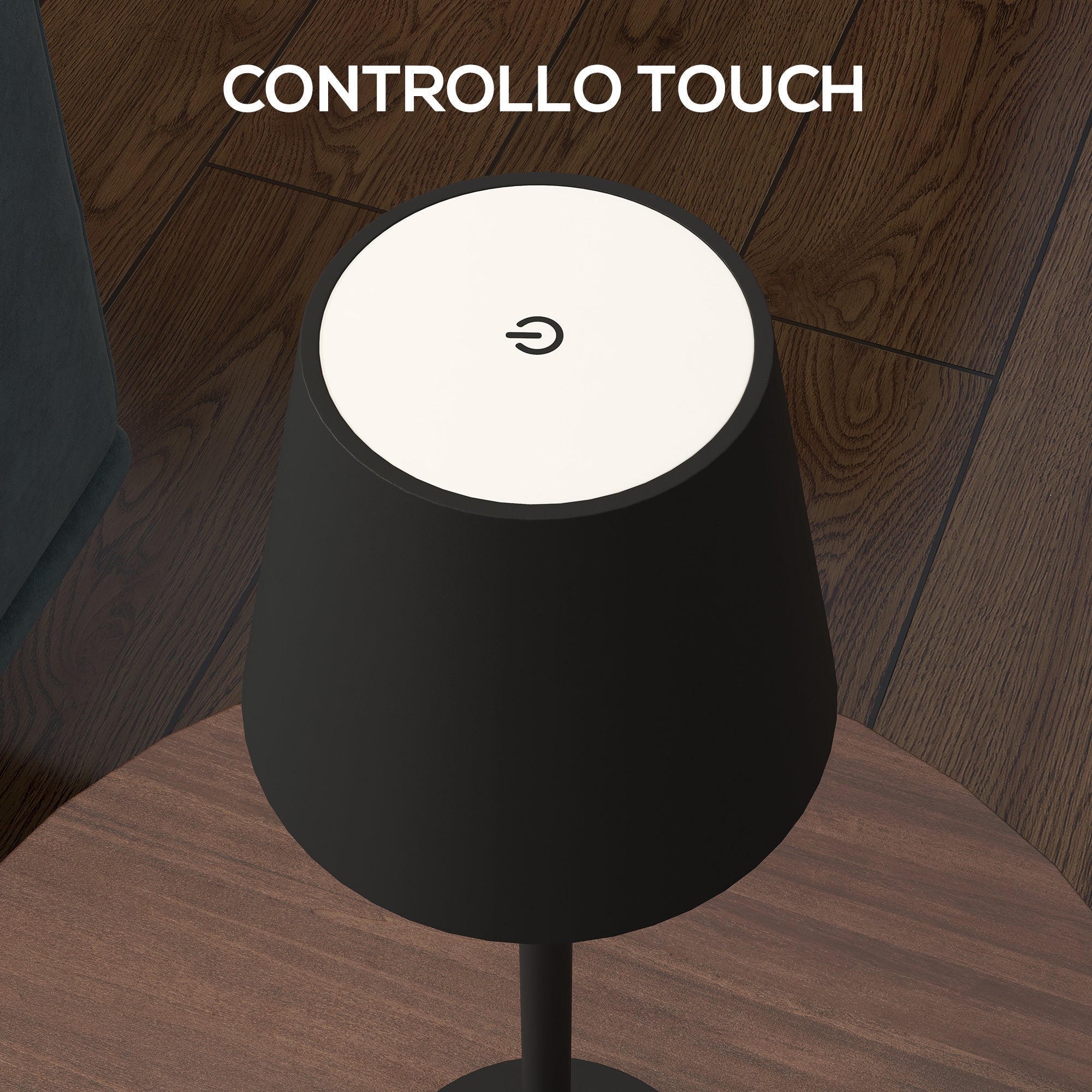 Lampada da Tavolo Portatile Ø11,2x36,5 cm in Acrilico e Metallo Nero