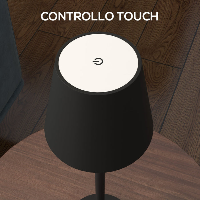 Lampada da Tavolo Portatile Ø11,2x36,5 cm in Acrilico e Metallo Nero