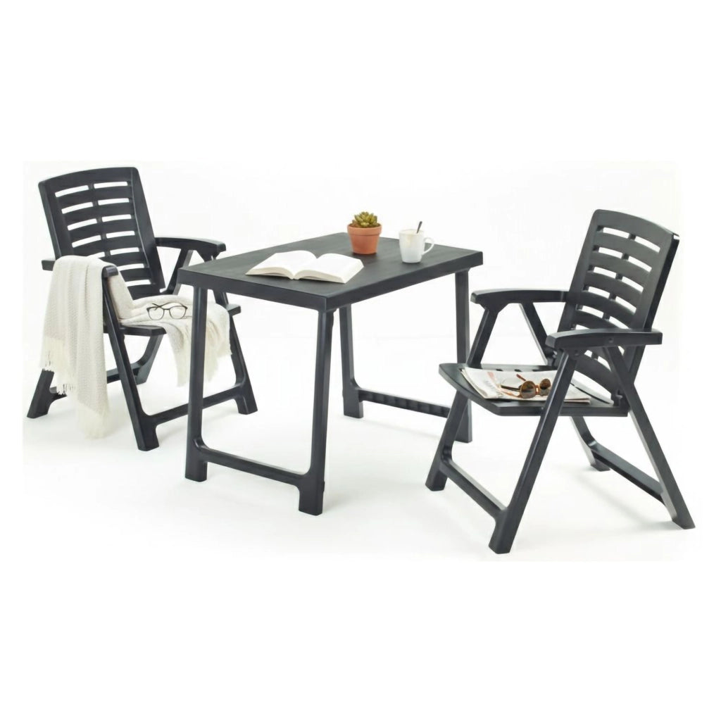 Salottino Outdoor Lithia, set Salotto da Esterno 2 Posti Made in Italy, Nero Antracite