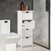 Mobile Bagno Cassettiera 4 Cassetti con Ripiano Legno MDF Bianco 30x30x82cm
