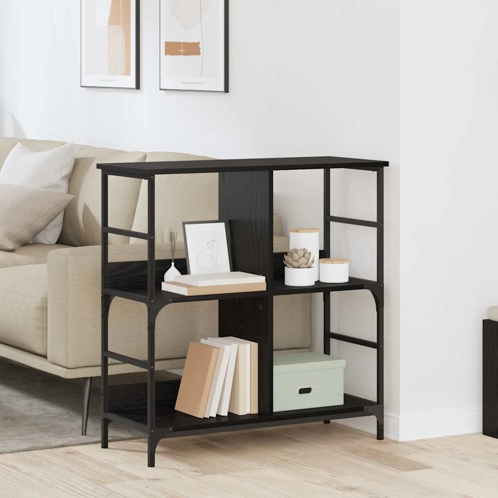 Libreria-Scaffale per Libri-Mobile di Stoccaggio Rovere nero 78.5 x 33 x 82 cm Legno multistrato