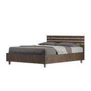 Letto matrimoniale francese con rete 140x190 testata dritta con doghe noce Ankel