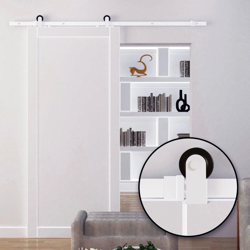 Kit binario per porta scorrevole stile fienile ¨C Xylo ¨C acciaio al carbonio bianco 183 cm