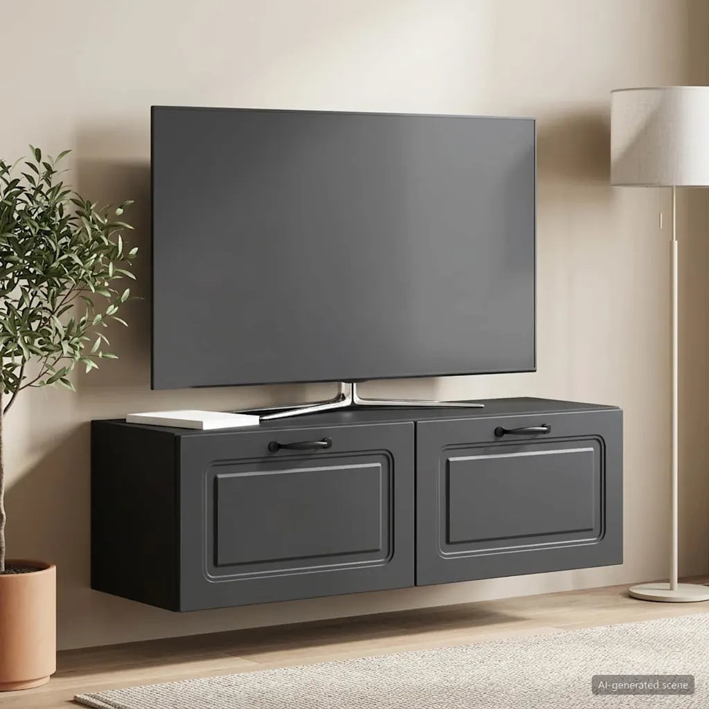 Mobile Porta TV da Muro Montaggio a parete Nero 98 x 31 x 30 cm 899406