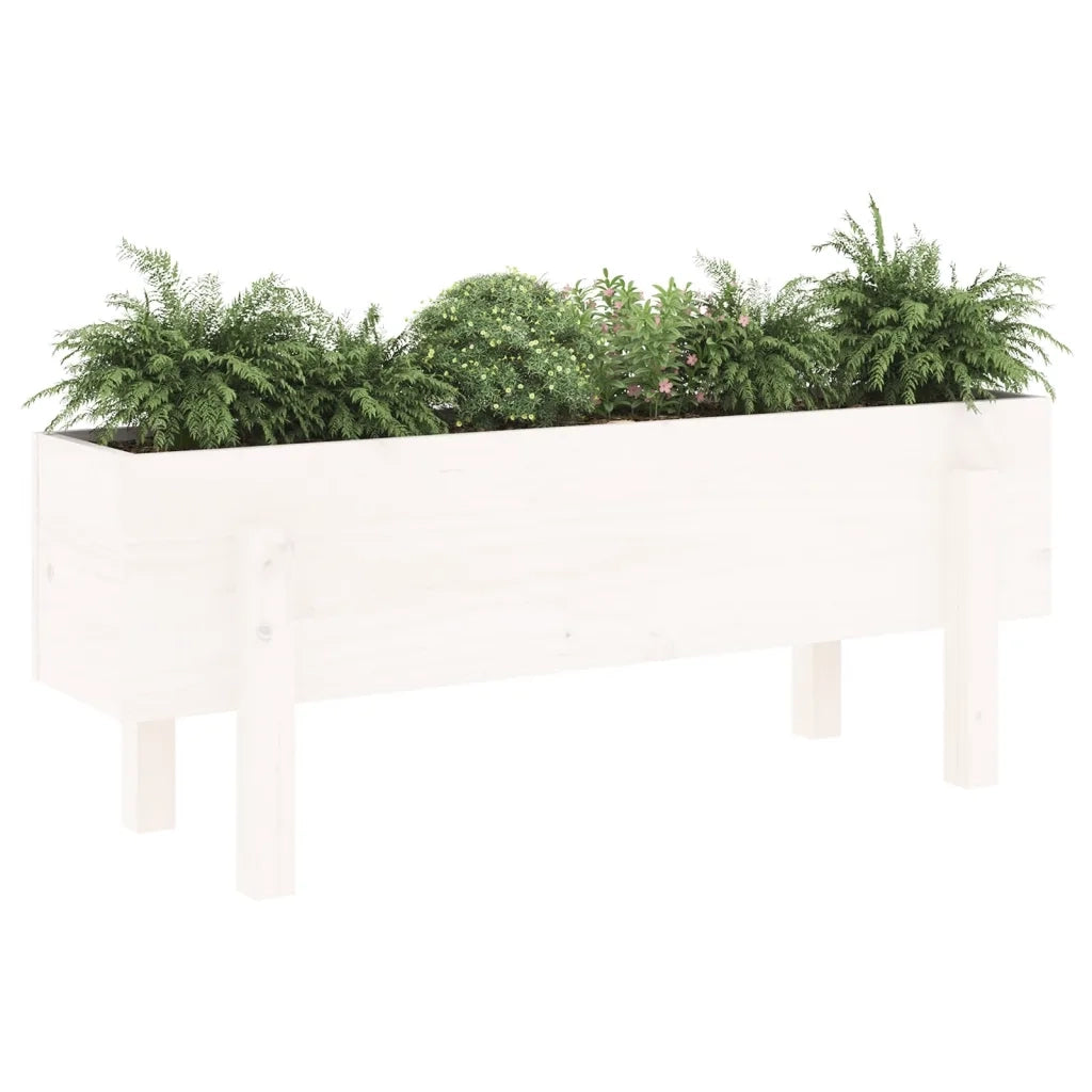 Fioriera Rialzata da Giardino Bianca 101x30x38 cm Massello Pino 825185