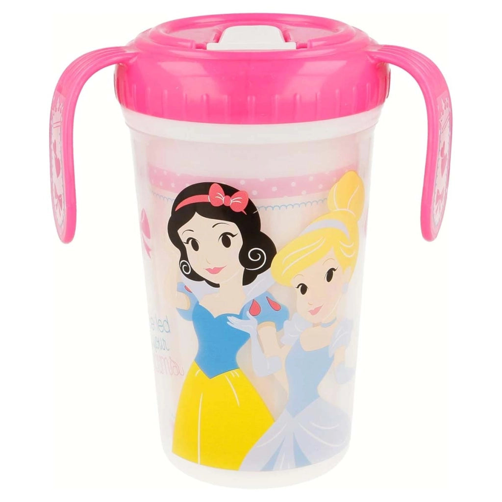 Tazza da 320 ml Decorazione Principesse Fatate per Bambini con Punta e Maniglie Rosa Princess