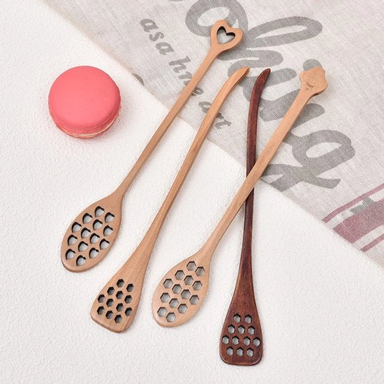 Honingdipmaker con 4 componenti in forma di api regine, strumento per applicare il miele con manico lungo, cucchiaio, utensili da cucina.