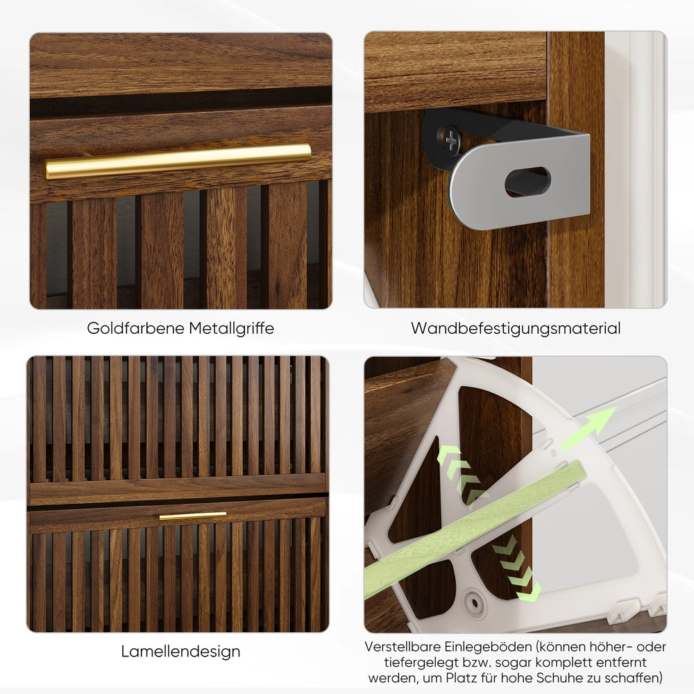 Scarpiera in Legno di Noce con Ante a Ribalta ¨C MINIMAL ¨C 80 cm, Ingresso