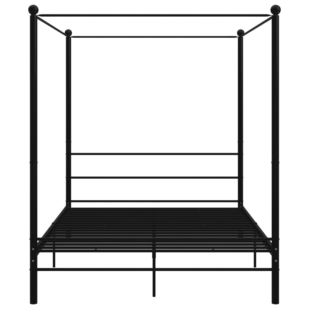 Letto a Baldacchino Nero in Metallo 160x200 cm