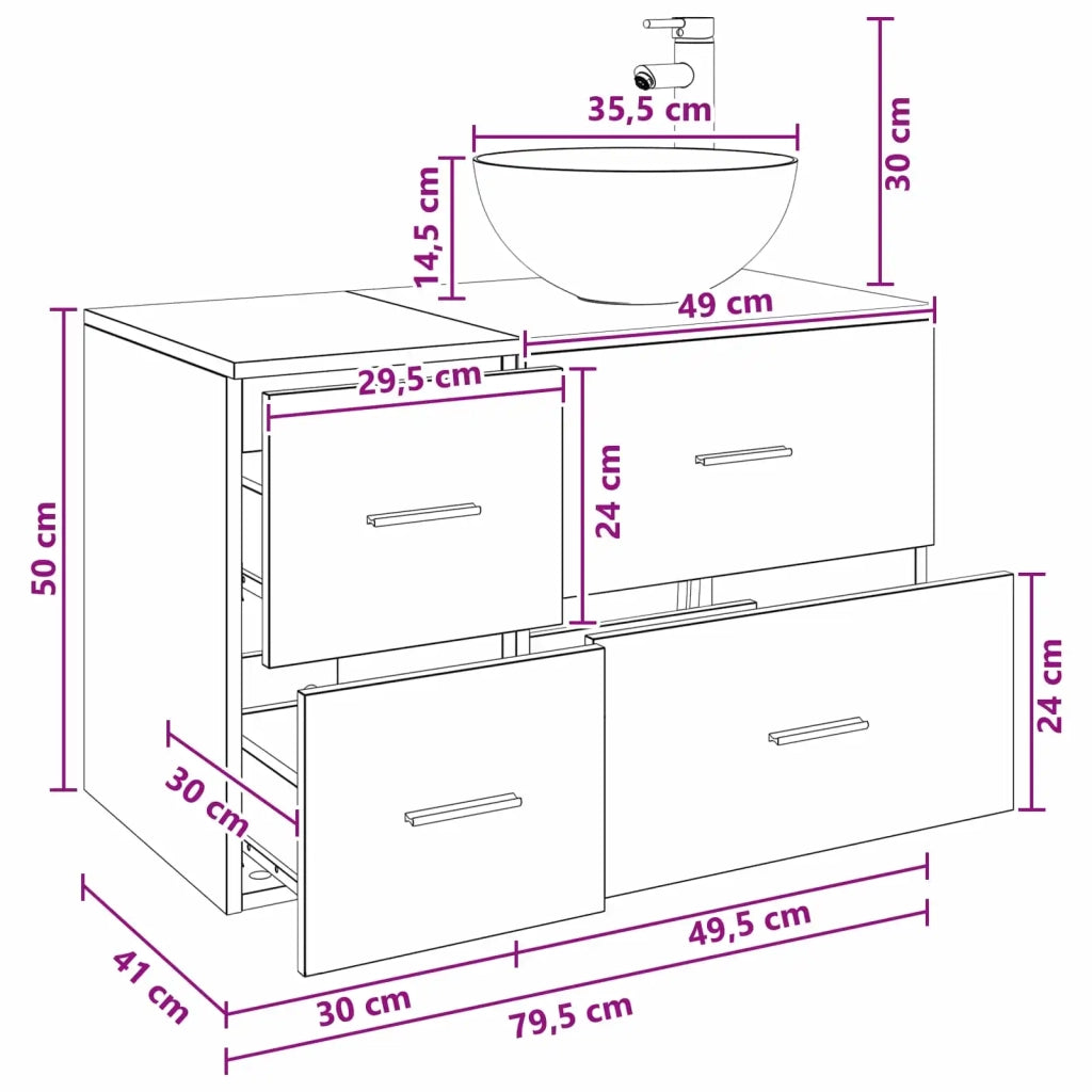 Set di mobili per il bagno 2 pz Sonoma grigio 3403957