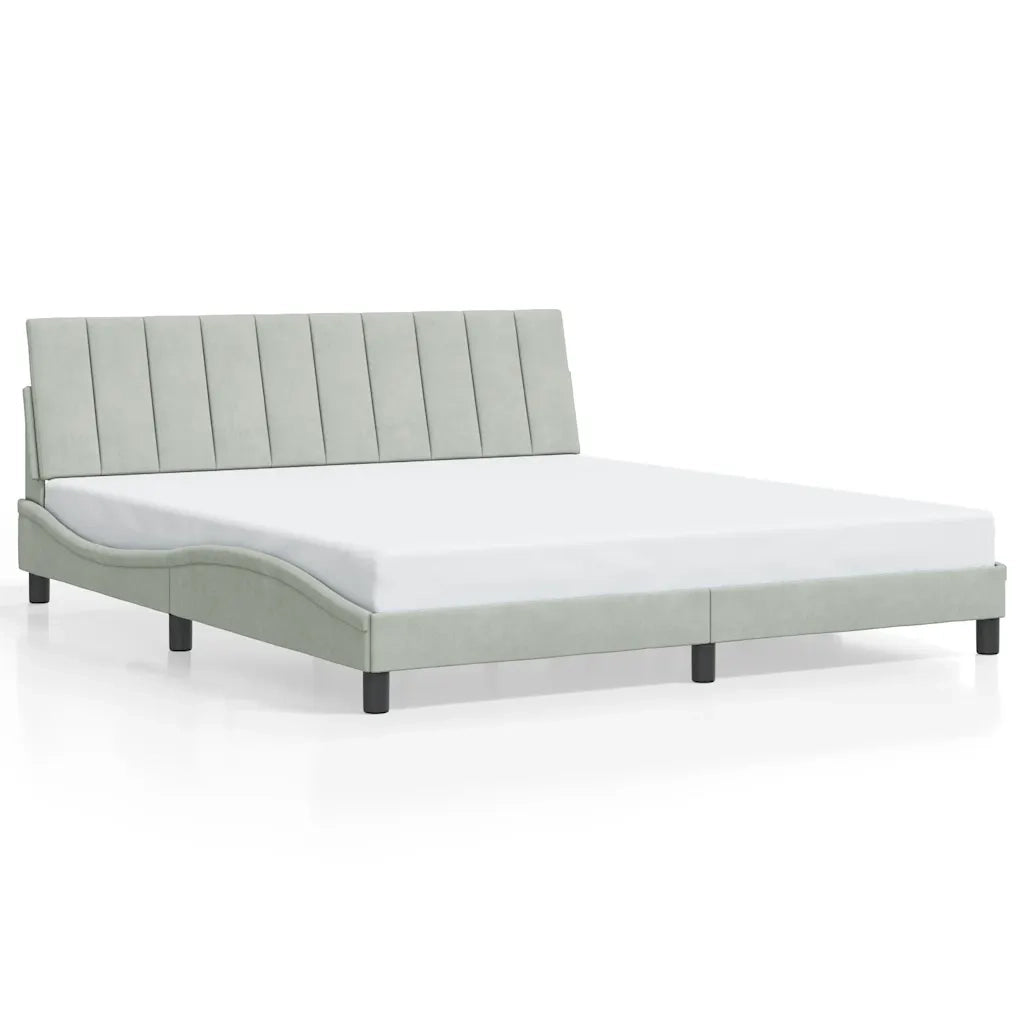 Giroletto con LED senza Materasso Hanko Grigio Chiaro 180x200 cm in Velluto
