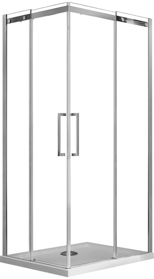 Box Doccia Angolare 80x90 cm 2 Ante Scorrevoli in Cristallo Trasparente 8mm H200 Fosterberg Horsens Destro