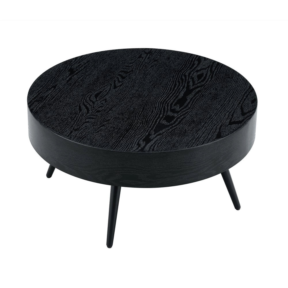 Tavolino da Caff¨¨ Rotondo ¨C MINIMAL ¨C Nero, MDF, Gambe in Metallo, ?70 cm