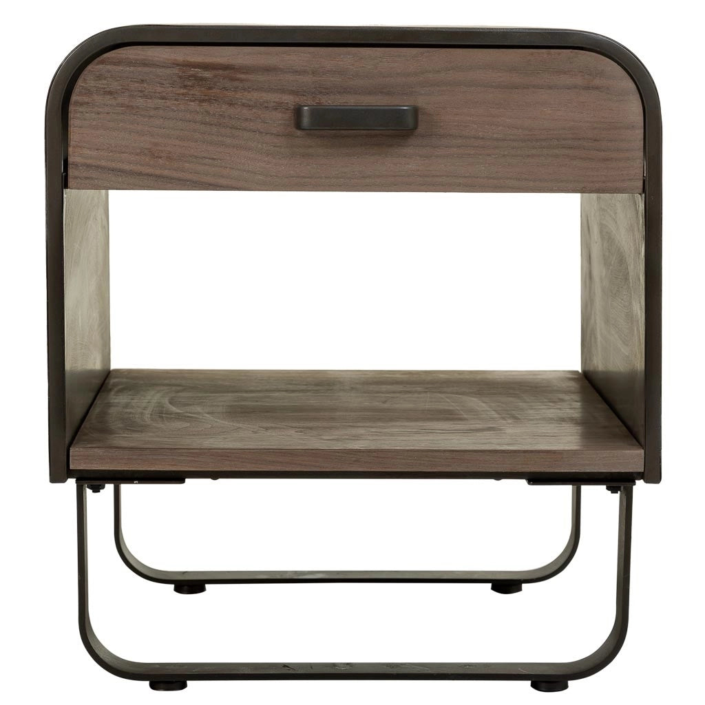 Tavolino in metallo e legno nero 50x52x56h cm