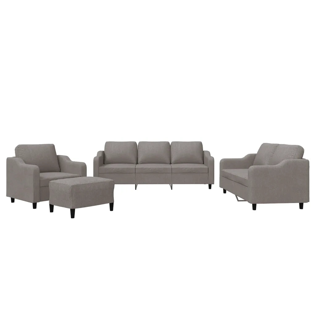 Set di Divani 4 pz con Cuscini Tortora in Tessuto