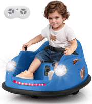 12V Auto Elettrica per Bambini con Telecomando, Autoscontro Elettrico con Luci LED Musica e Rotazione a 360°, Macchina Cavalcabile per Bambini 2-5 Anni (Blu)