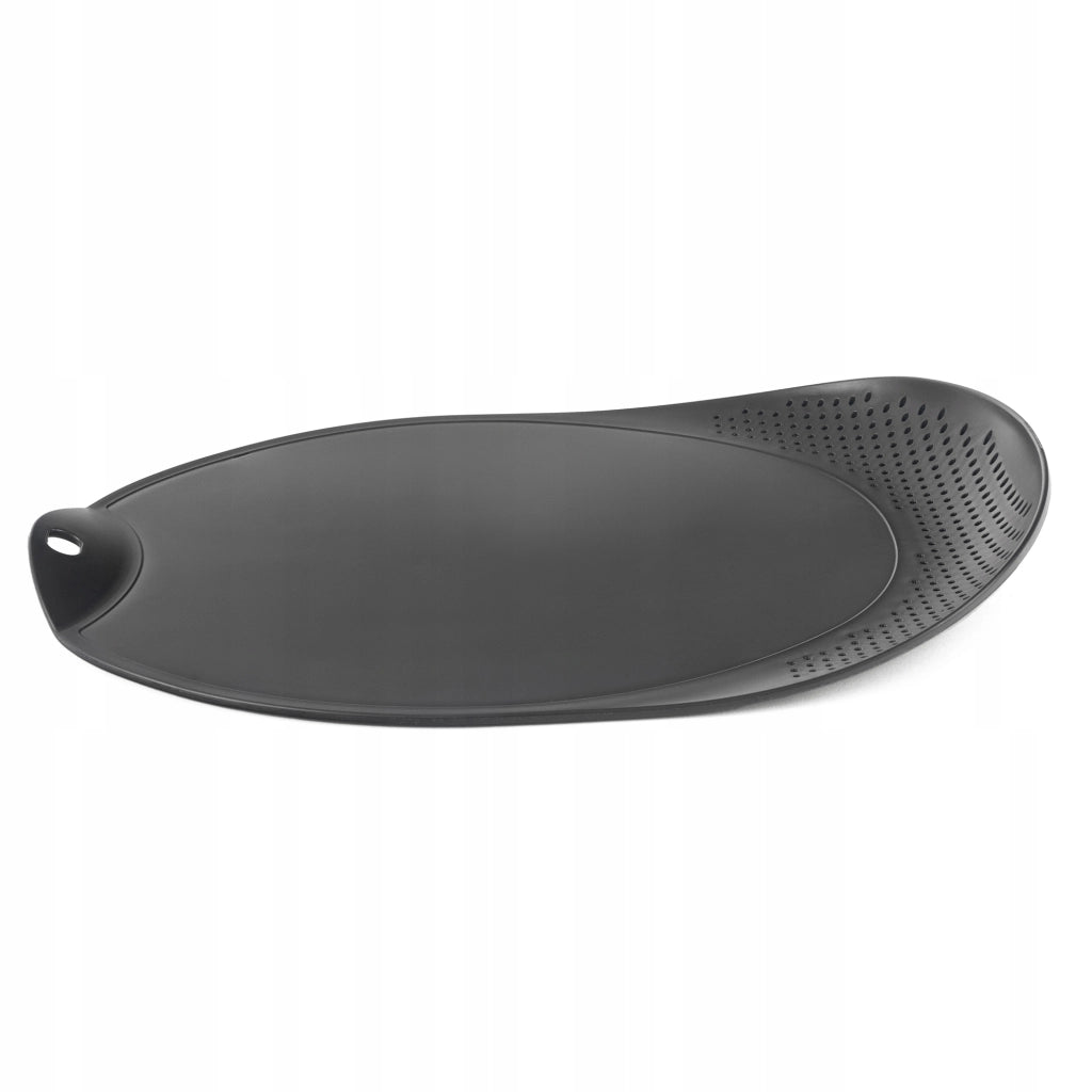 Tagliere da cucina in plastica KADAX con scolapiatti e manico, nero, 38x25 cm