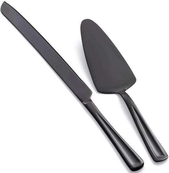 Set di accessori per torte in acciaio inossidabile a lucido alto - Spatola per torte 33 cm - Spatola per torte 23,6 cm - Materiale: acciaio inossidabile - Sicuro per l'uso alimentare - Ideale per matrimoni e celebrazioni - Set di servizio per torte