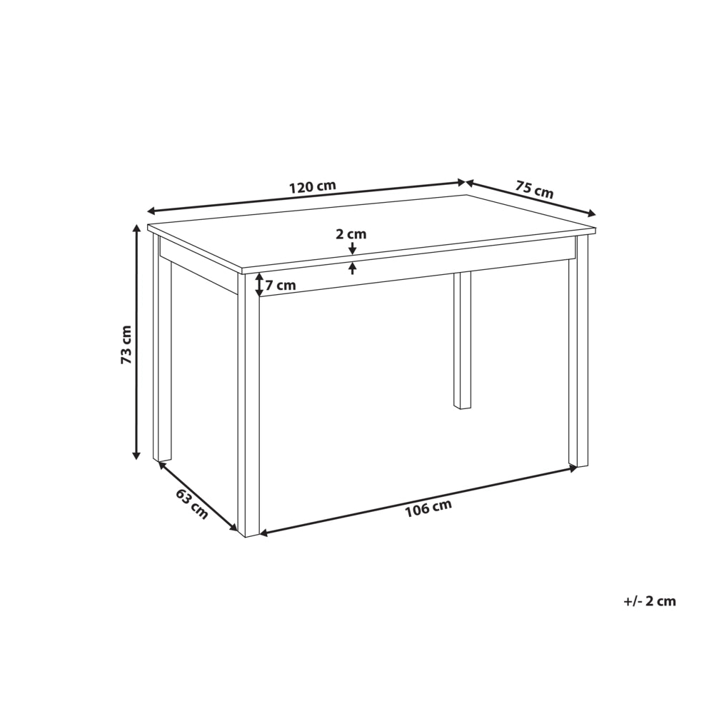 Tavolo da pranzo in legno di pioppo bianco con piano in MDF 119 x 73 cm gambe in legno tavolo da cucina