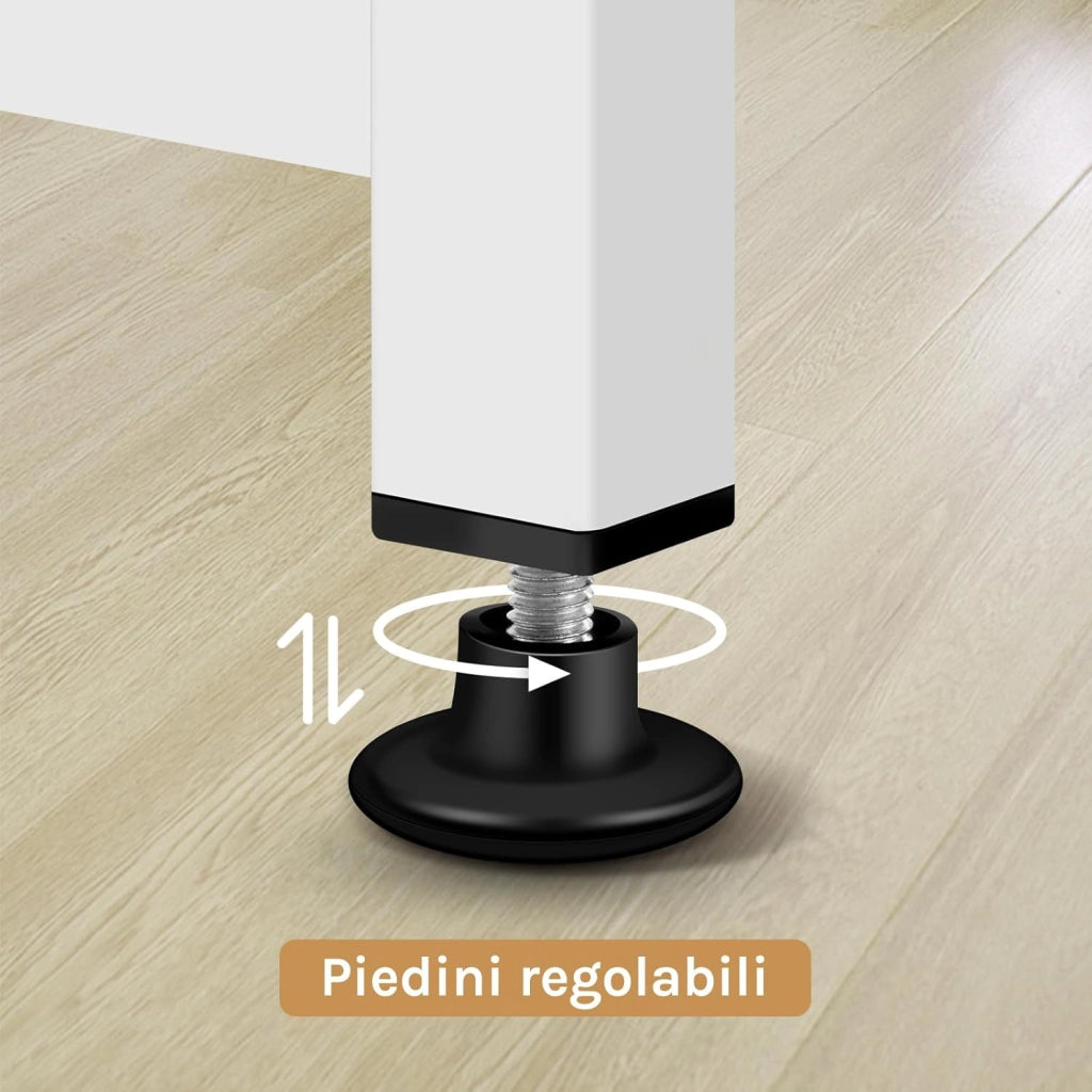 Scrivania Salvaspazio, Tavolo per Computer, Rovere Chiaro + Bianco per Studio, Home Office, Camera da Letto, in Legno e Metallo, 80x60x70 cm
