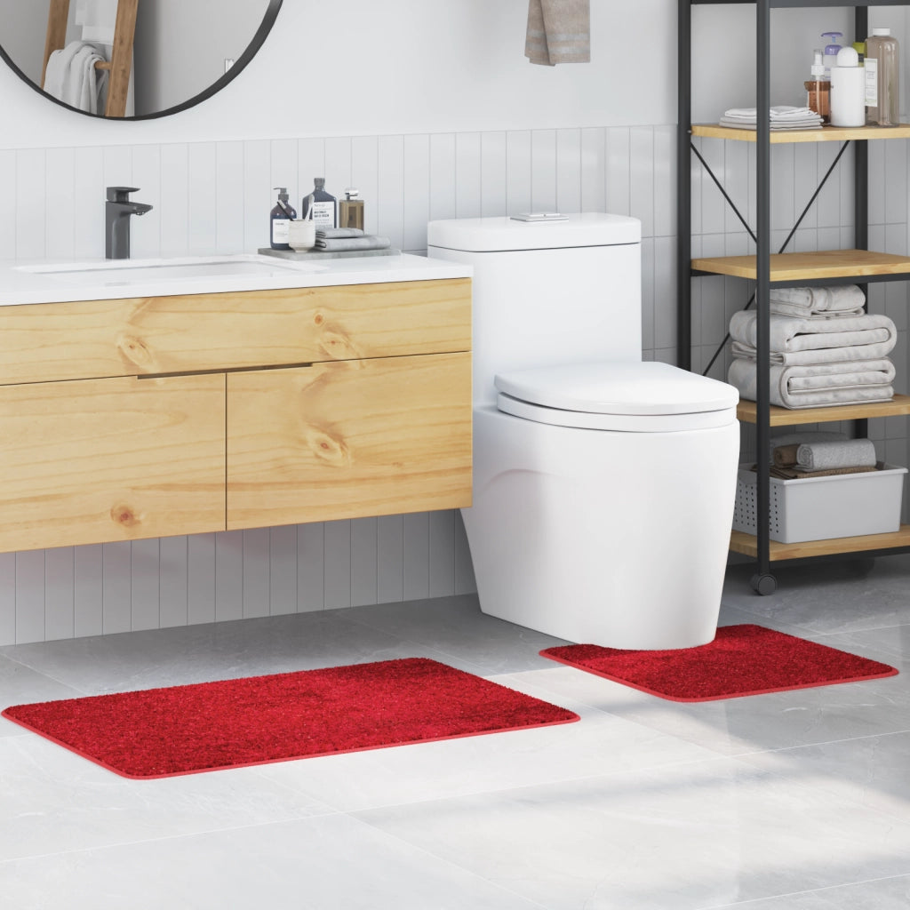 Set di 2 Tappetini da Bagno  Rossi in Polipropilene Antiscivolo