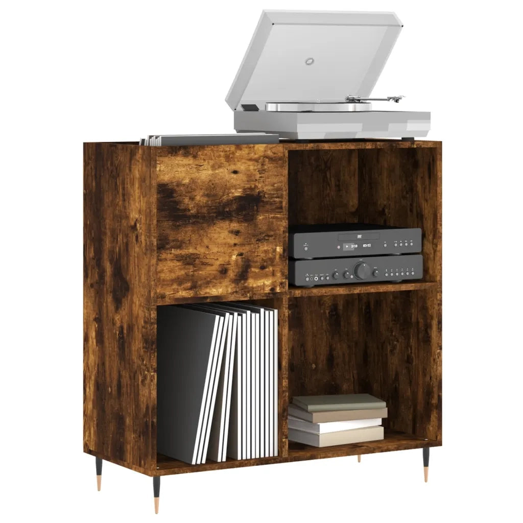 Mobile Porta Dischi Rovere Fumo 84,5x38x89 cm Legno Multistrato 831769