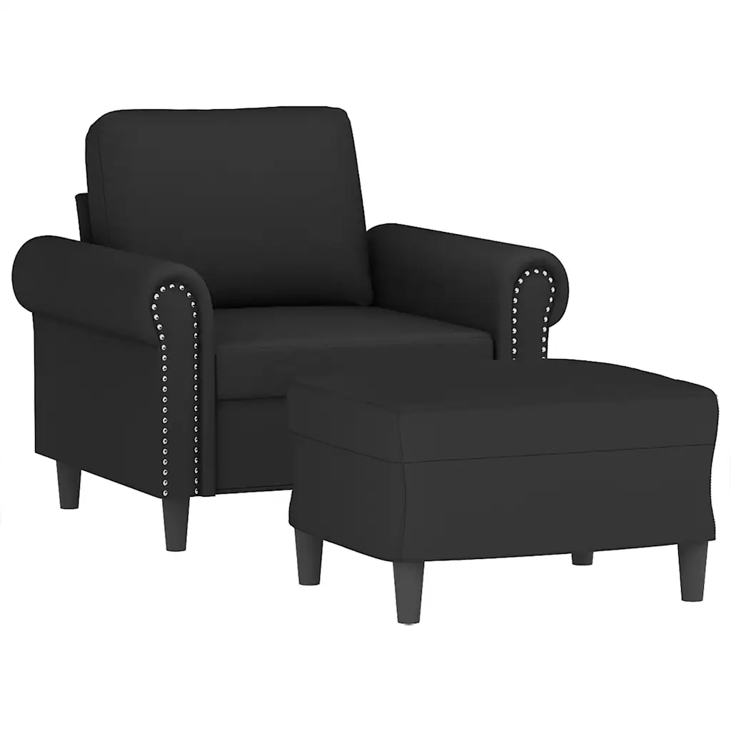 Poltrona | Sedia Relax con Poggiapiedi Nero 60 cm in Velluto