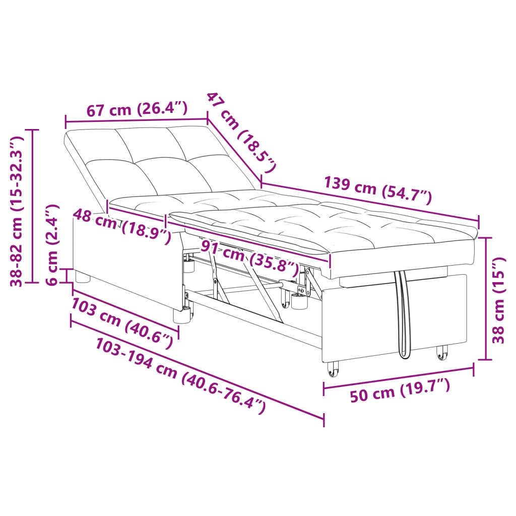 Divano Letto Estraibile Grigio 194 x 50 x 82 cm 42008591