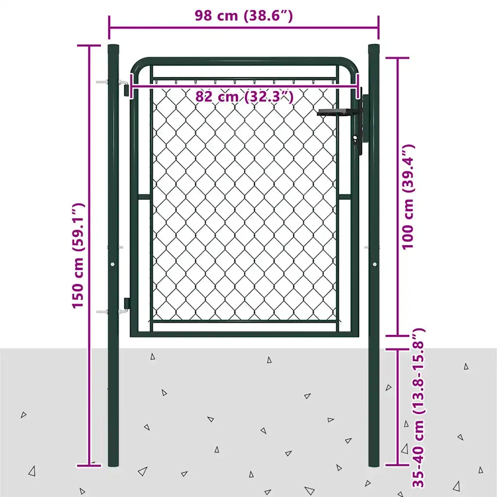 Cancello per Giardino in Acciaio 100x100 cm Verde