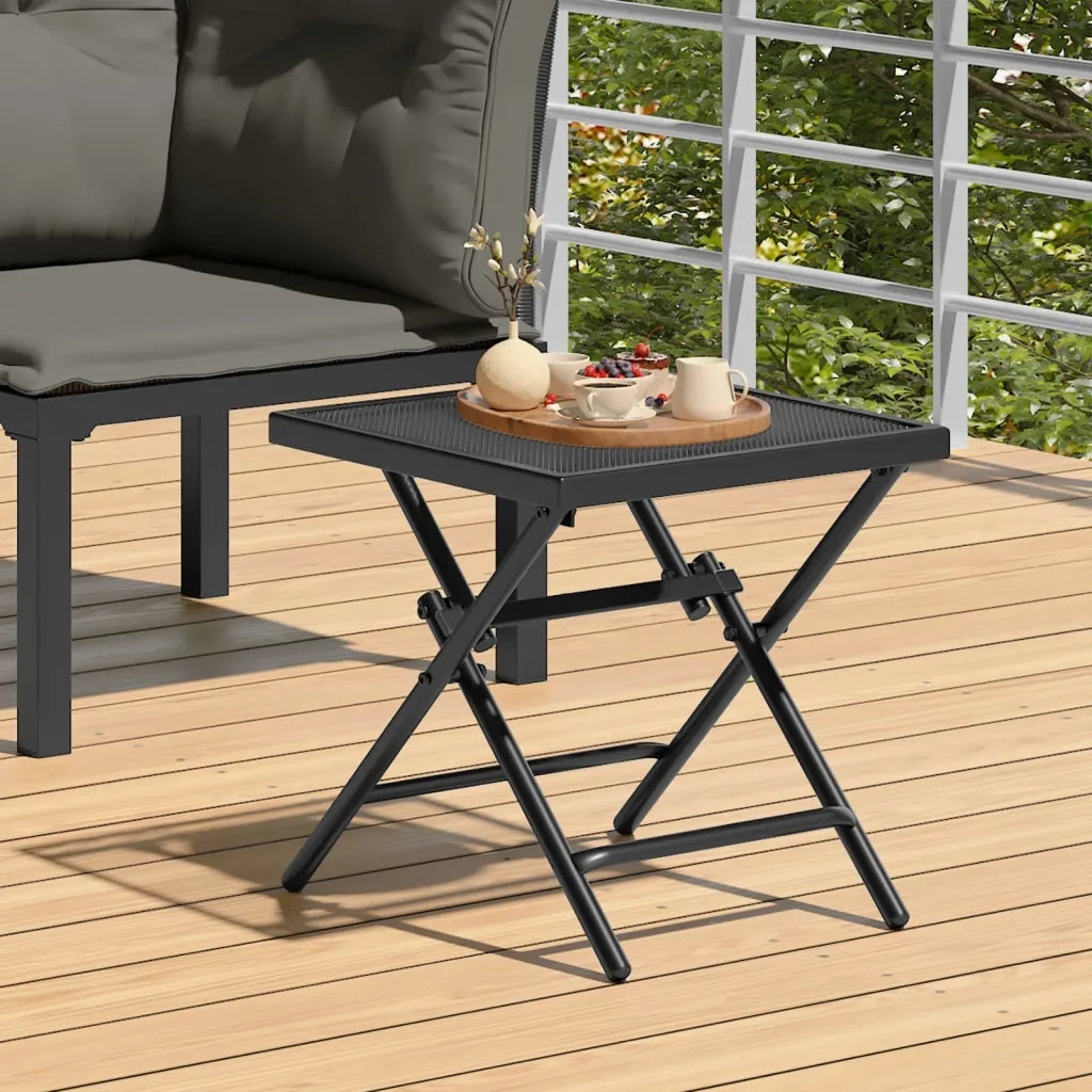 Tavolo da Giardino Pieghevole Antracite 38x38x38cm Rete Acciaio 362766