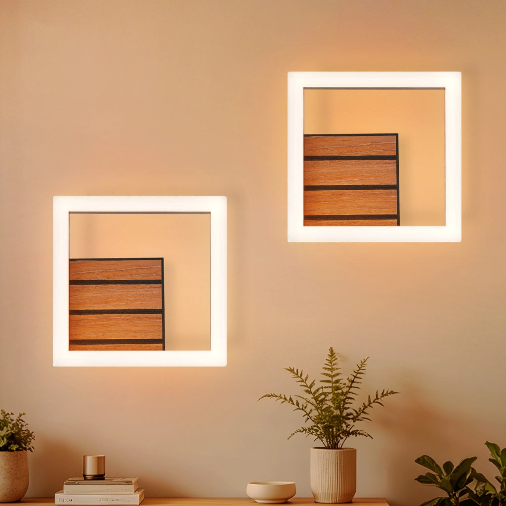 ZMH Lampada da Parete LED Interni 17cm Effetto Legno Moderna 7W 3000K Calda Indiretta per Soggiorno Camera Hotel