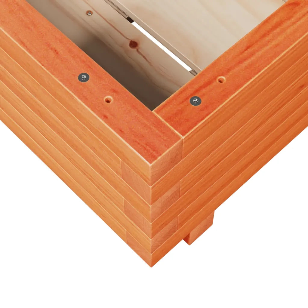 Fioriera | Cassetta per fiori | Vaso Giardino Marrone Cera 40x40x26,5cm Legno Massello Pino