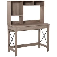 Scrivania per Computer Moderna con Ripiani Aperti, Scrivania con Libreria in Legno, Tavolo Porta PC per Computer, per Ufficio, Studio e Camera da Letto, 105x50x137.5cm, Marrone