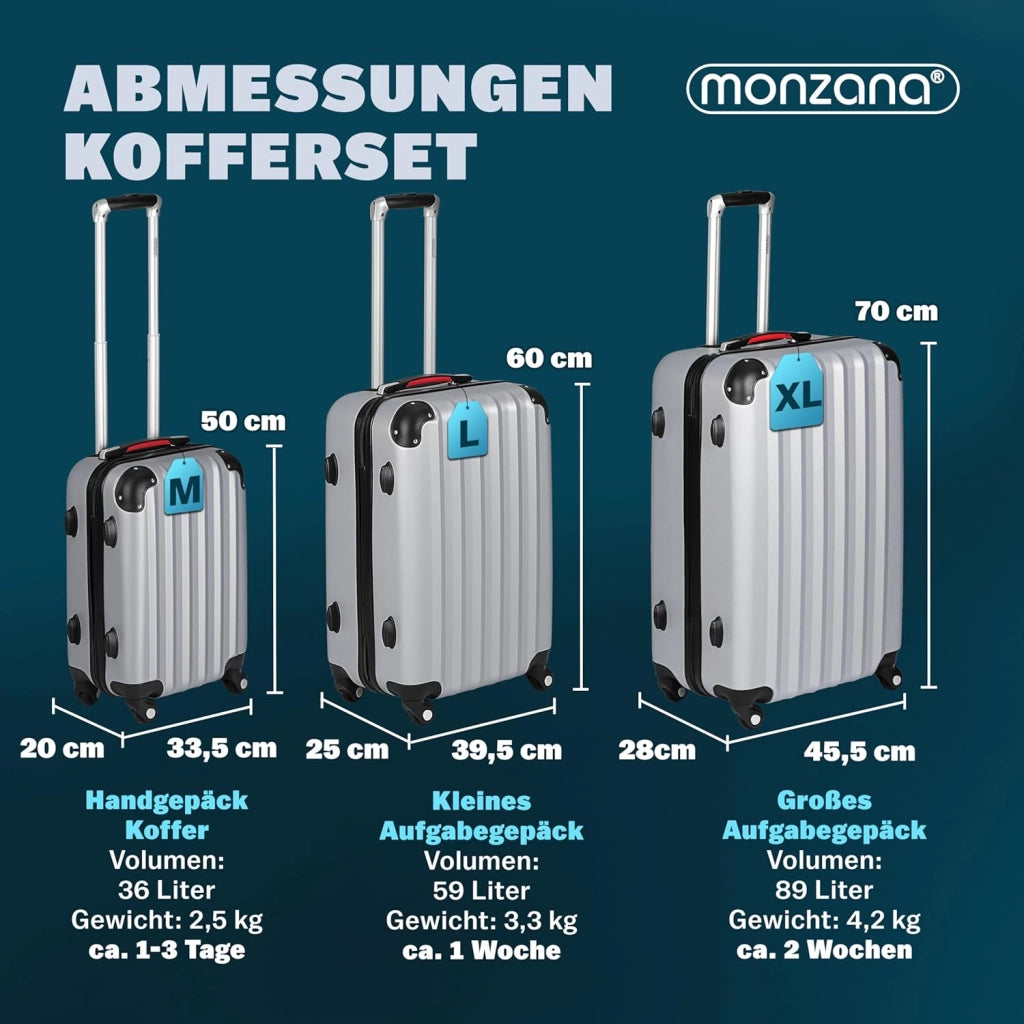 Valigie Set di 3 pezzi m l xl trolley valigie rigide leggere lucchetto bagaglio a mano viaggio grigio