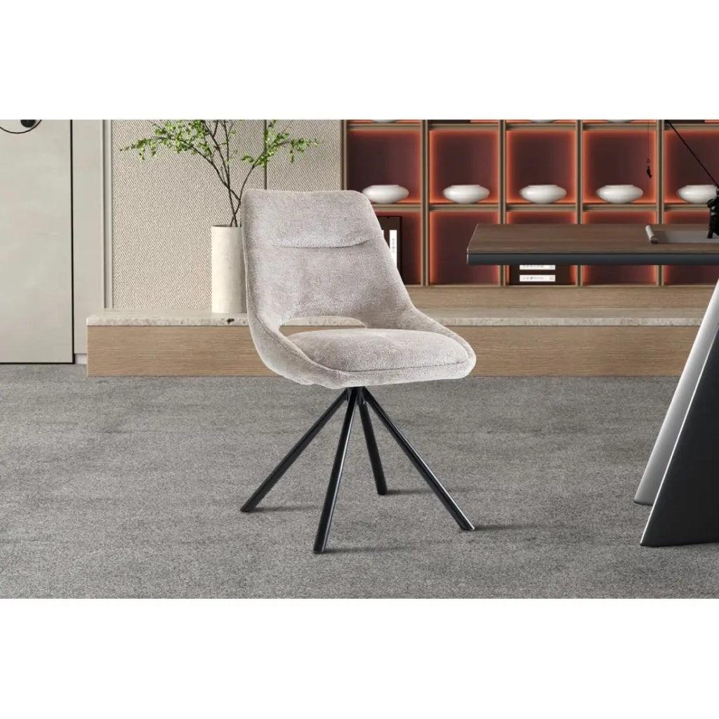 Set di 2 sedie YUMENA – Tessuto beige – Gambe in metallo – Design minimalista – Eleganza naturale e contemporanea