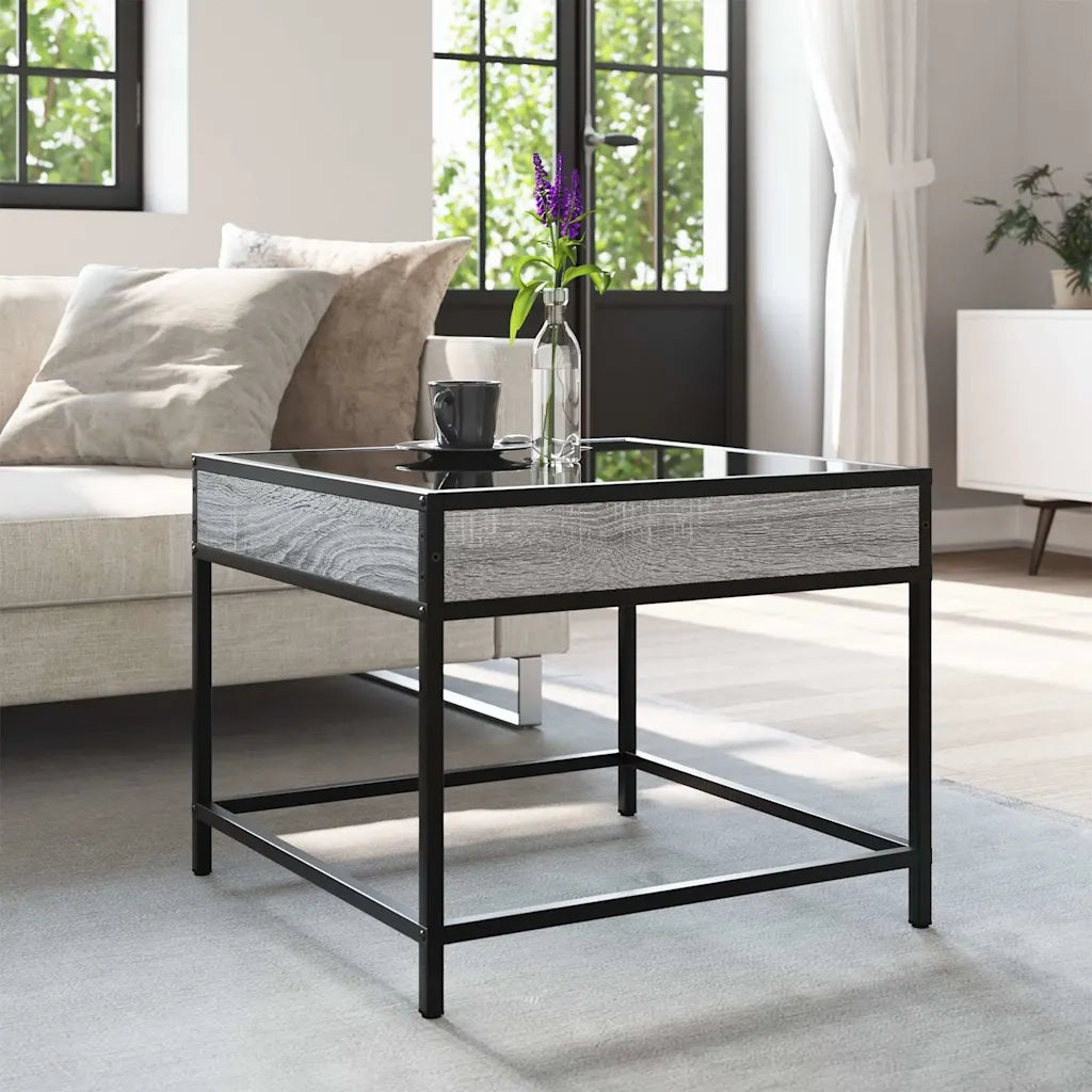 Tavolino da Salotto con LED Infinity Grigio Sonoma 50x50x41 cm