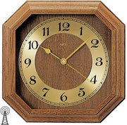 Orologio a muro radiocomandato in legno di quercia vetro minerale orologio radiocomandato rustico con finitura oro