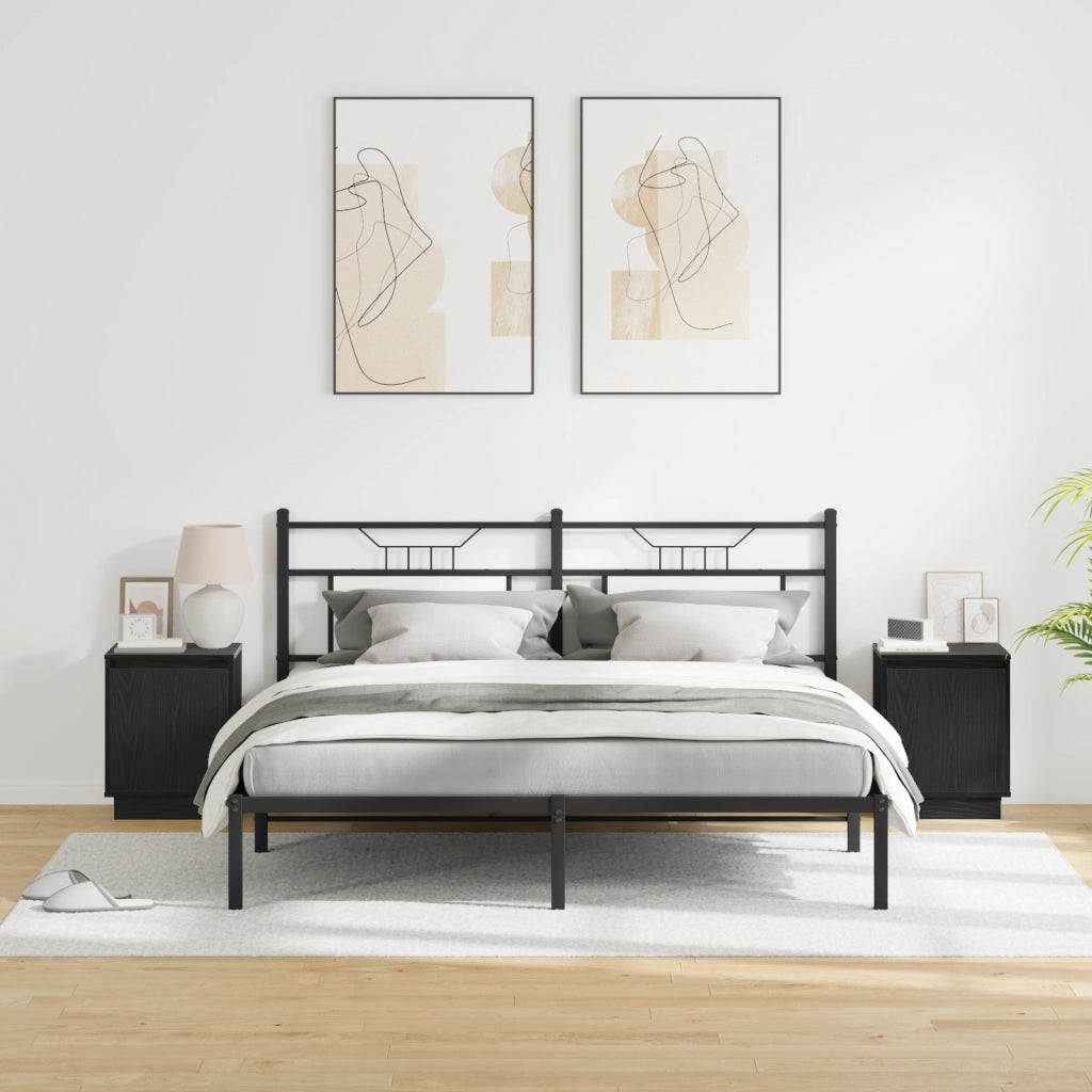 Comodini con luci LED 2 pezzi Nero 39x34,5x50 cm