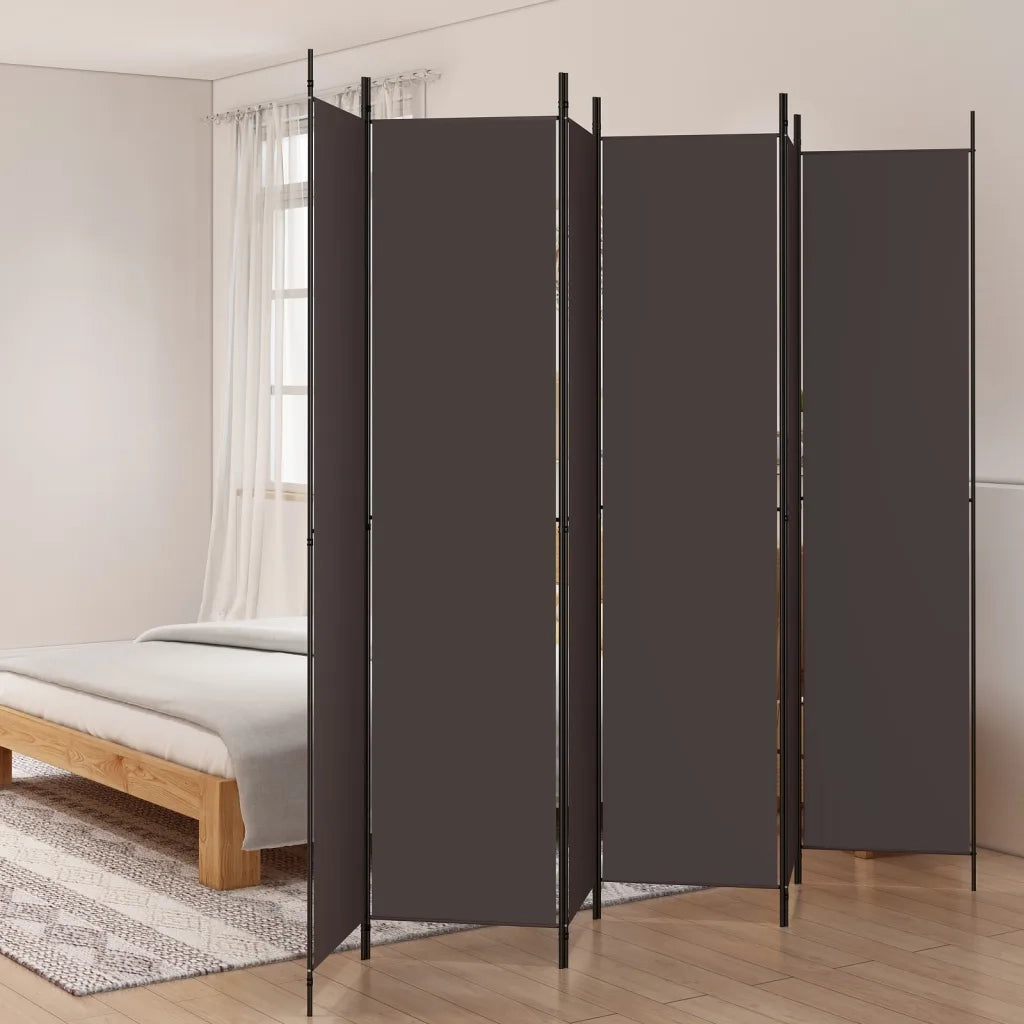 Divisorio Ambienti | Divider per stanze | Paravento a 6 Pannelli Marrone 300x220 cm in Tessuto