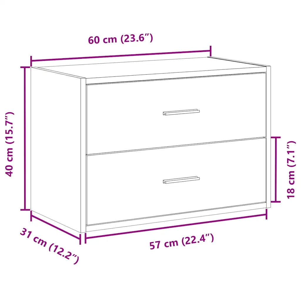 Armadio con 2 Cassetti Legno Antico 60x31x40 cm in Truciolato CFW7530967